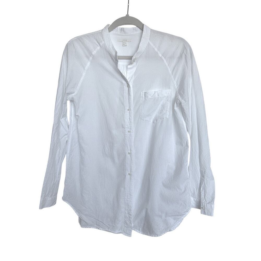 COS White 100% Cotton Band Collar Button Front Shirt Blouse EU 34 XS